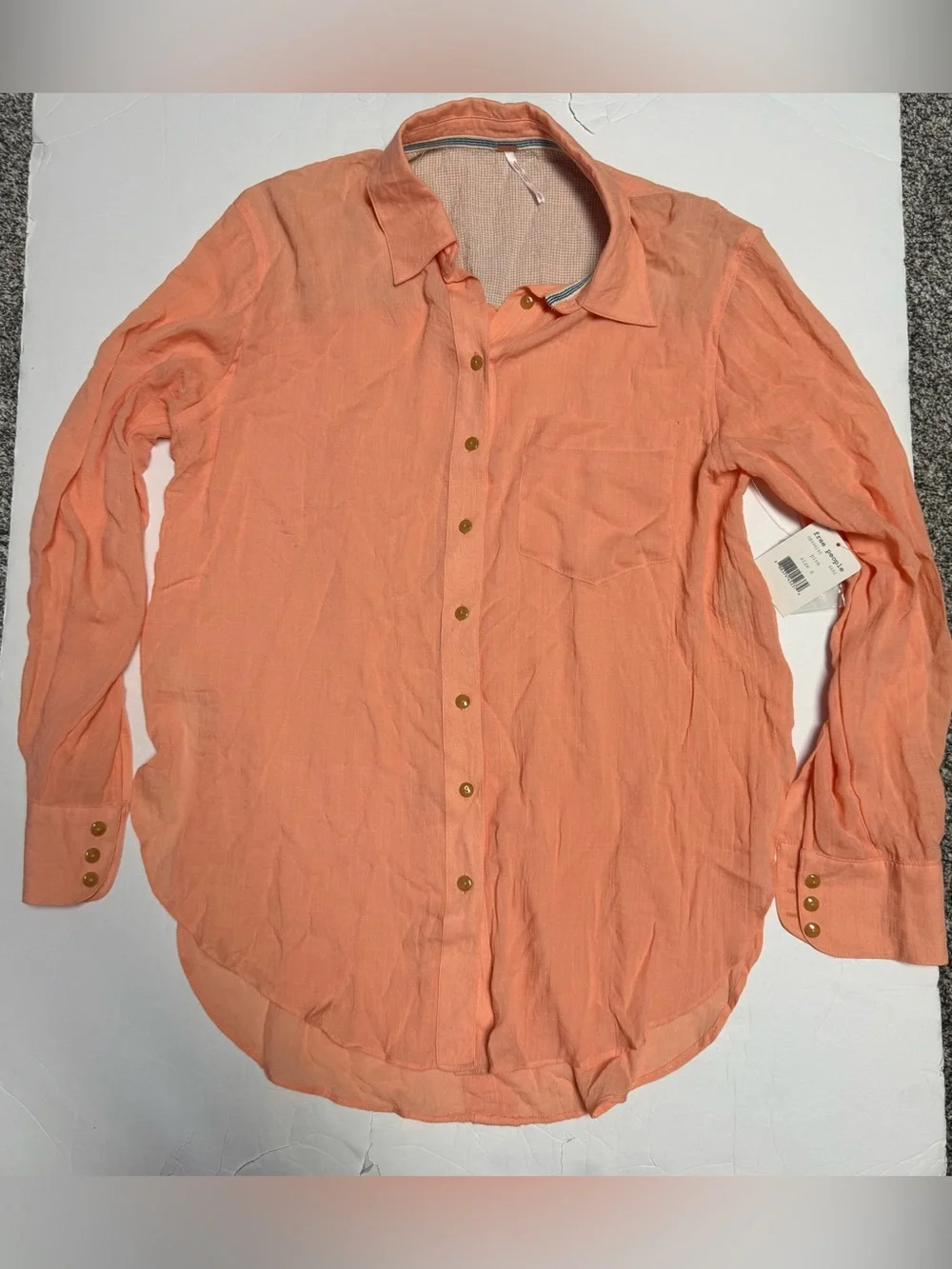 NWT Free People That’s a Wrap Button-Down orange Shirt size S
